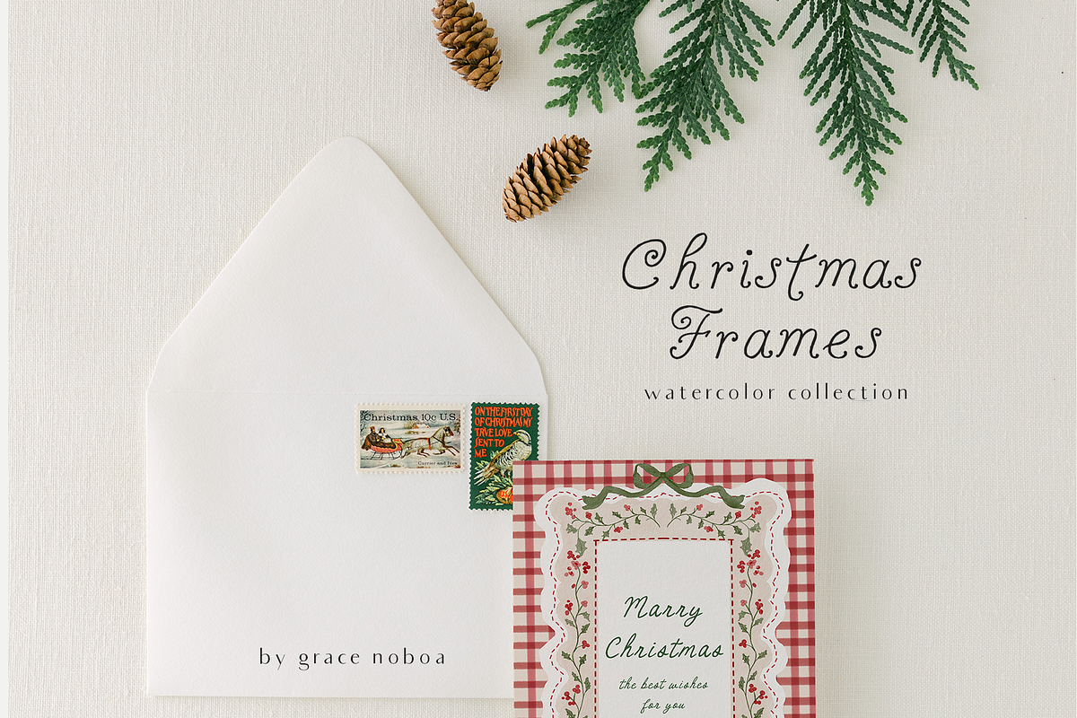 Christmas holiday frames backgrounds, a Background Graphic by Grace Noboa Illustrations (Photo 8 of 13)
