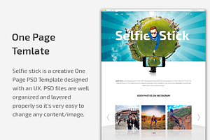 Selfie Stick One Page PSD Template