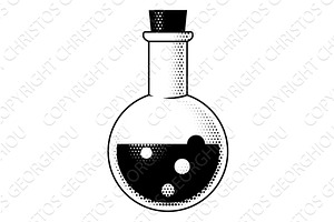 Flask Beaker Retro Science Icon, an Illustration by Christos Georghiou
