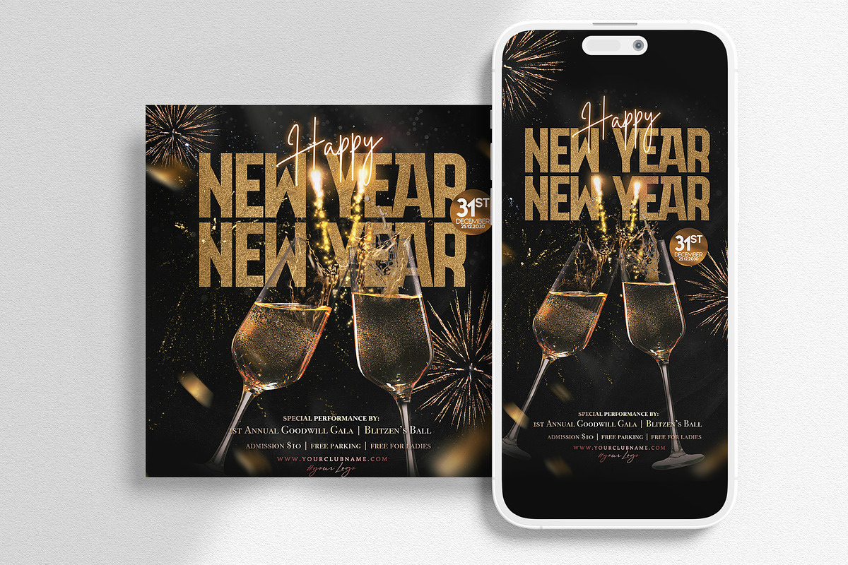 Happy New Year Instagram Banners, a Social Media Template by Ronita Shkodra