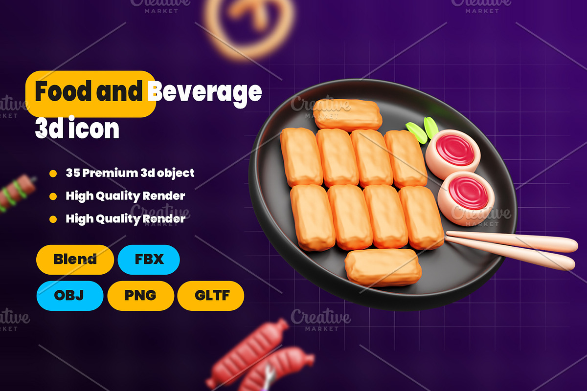 Food and Beverage 3d Icon Pack, an Object 3D Model by Ui Stock (Photo 2 of 6)