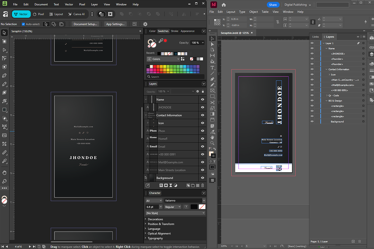 Seraphin - Dark Black Business Card, a Business Card Template by Ctrl space studio (Photo 8 of 9)