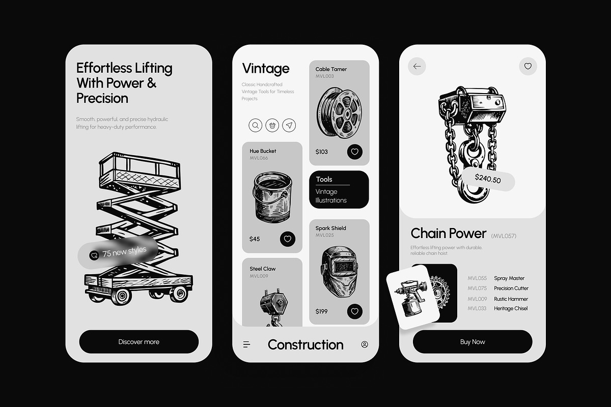 Vintage Construction Art Set, an Object Illustration by Prosymbols (Photo 4 of 8)