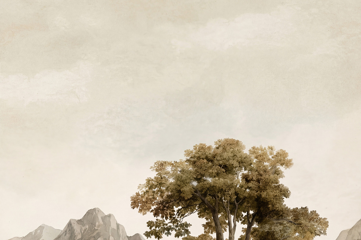 Vintage Mountain Landscape Wallpaper, a Decorative Illustration by Virgo Studio