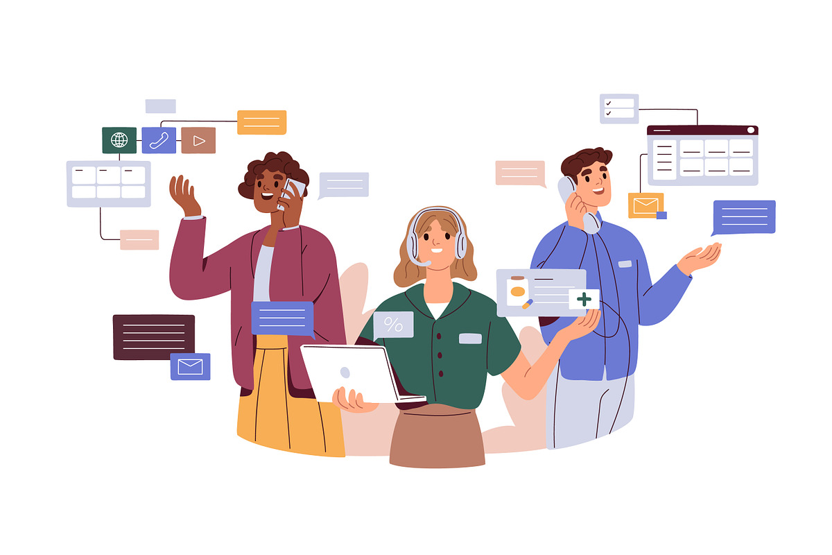 Business people during work call set, a Work Illustration by Good Studio (Photo 2 of 7)