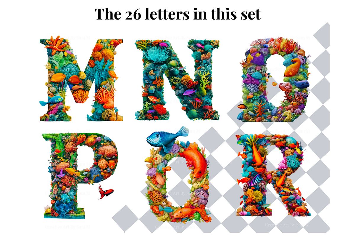 Under The Sea Alphabet Letters, a Decorative Illustration by Creative Art By SamM (Photo 5 of 10)