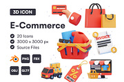 20 E-Commerce 3D Icon Set, an Object 3D Model by Bilicube Studio (Thumbnail 1 of 6)