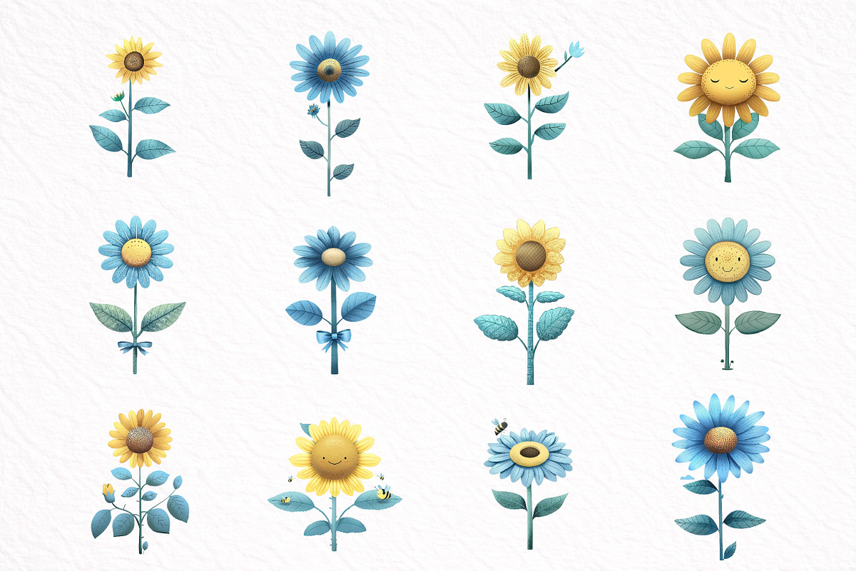 Whimsical Sunflower Summer Clipart, an Illustration by DreamArtGraphic (Photo 5 of 8)
