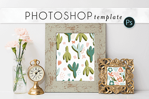 Sage & Gold Picture Frame Mockups, a Print Template by Ashley Alexandra Design
