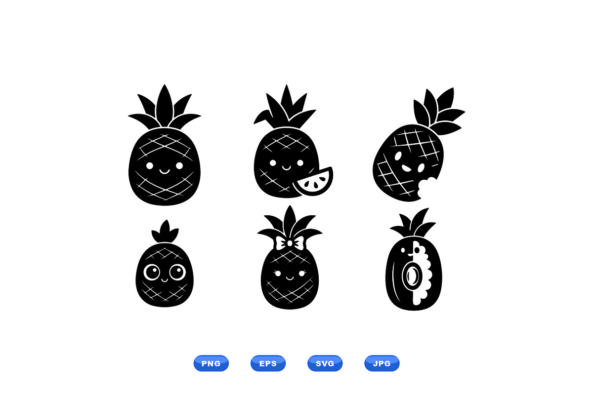 Cute Pineapple Clipart Pack, an Illustration by designvectx (Photo 3 of 3)