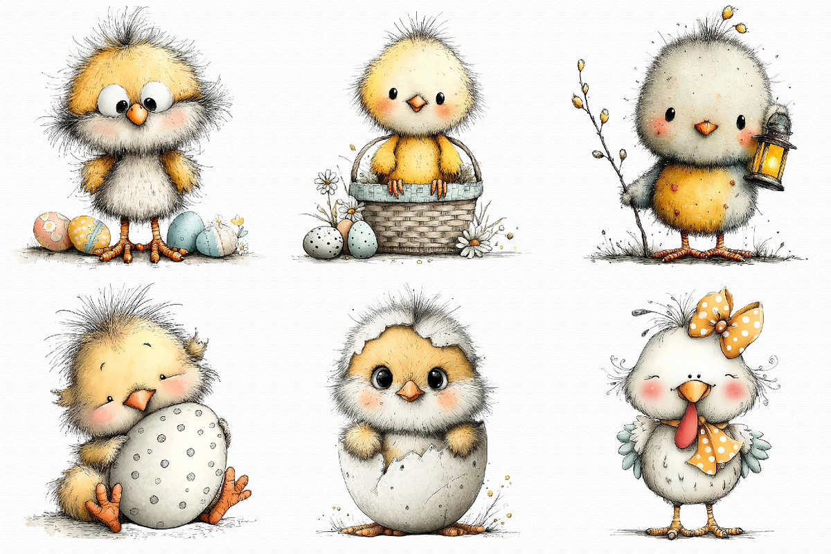 Whimsical Easter Chicken Clipart, an Illustration by Libby Wishes (Photo 6 of 9)