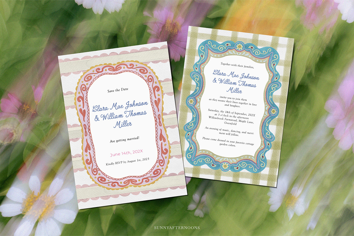 FOLK Frames & Backgrounds, an Illustration by SunnyAfternoons (Photo 4 of 12)