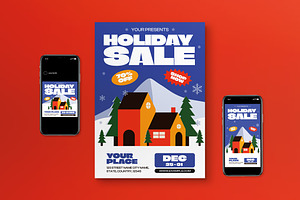 Blue Holiday Sale Flyer Set, a Flyer Template by graphicook