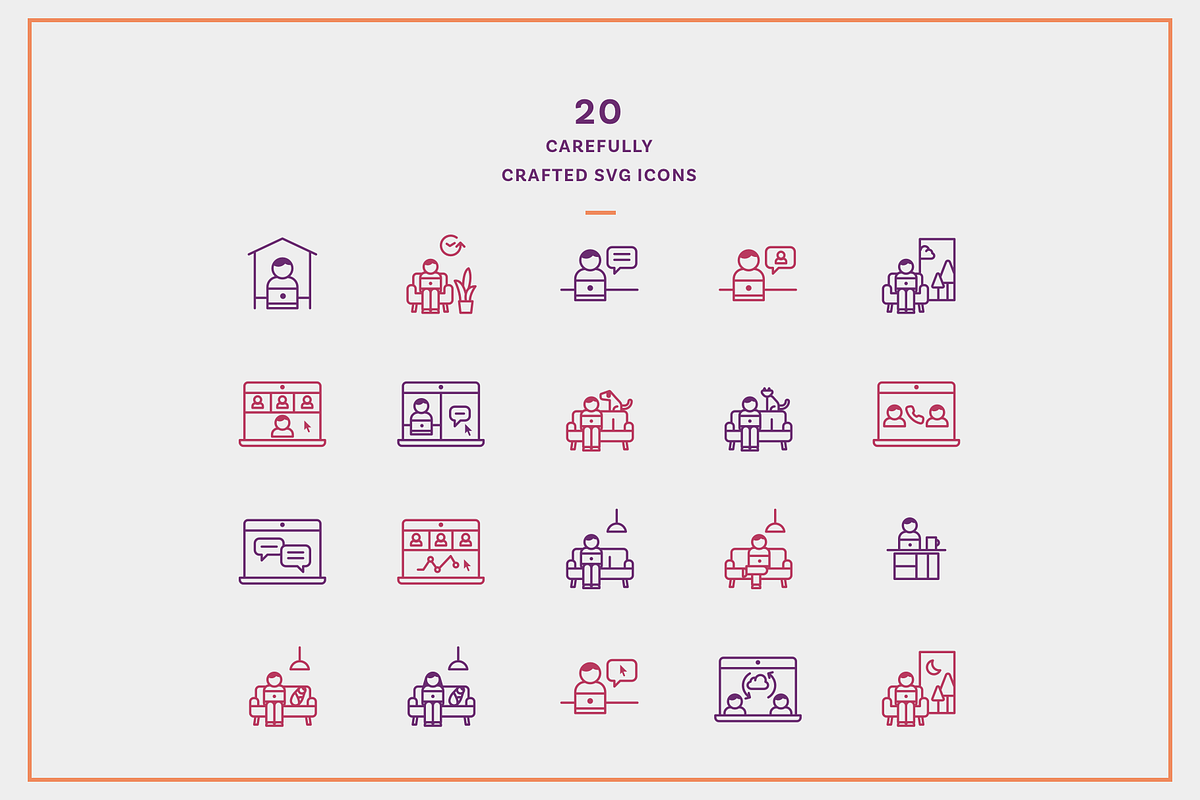Remote work icons, an Outline Icon by Somewan draws (Photo 4 of 5)