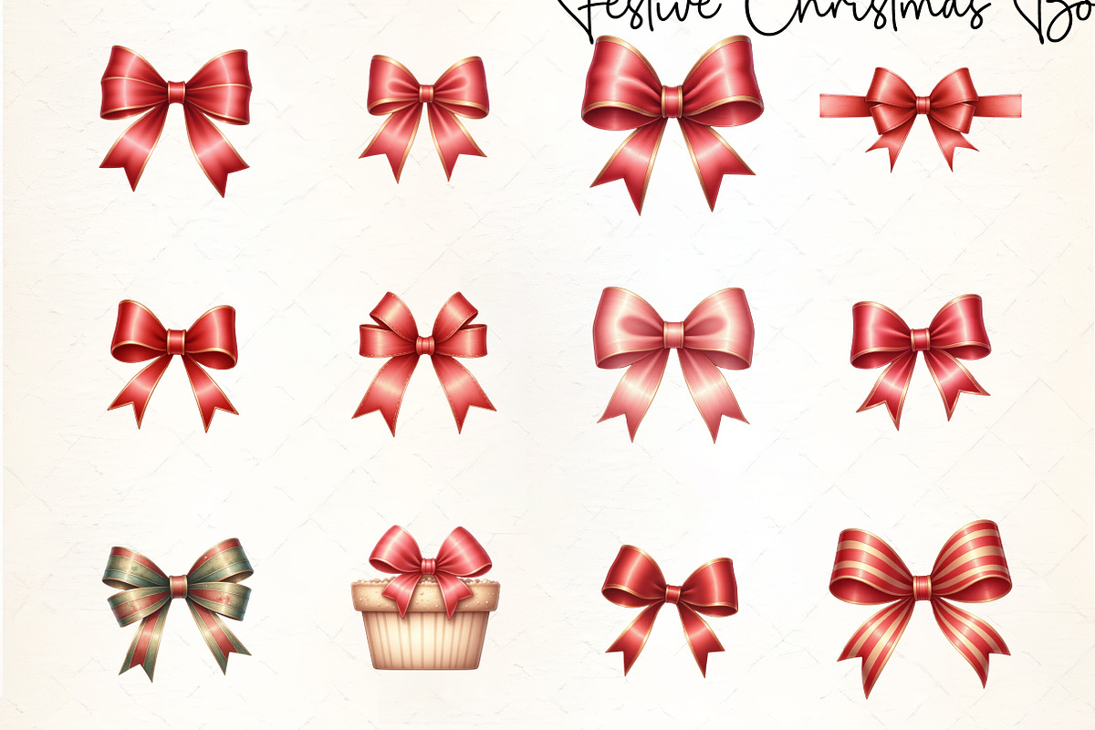 Festive Christmas Bow Clipart, an Illustration by CrexoraLab (Photo 4 of 5)