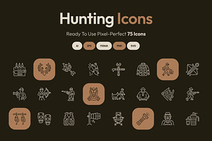 Hunting Icon Art Set, an Outline Icon by Prosymbols