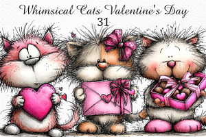 Whimsical Cats Valentine's Day PNG, an Illustration by Craft Nest