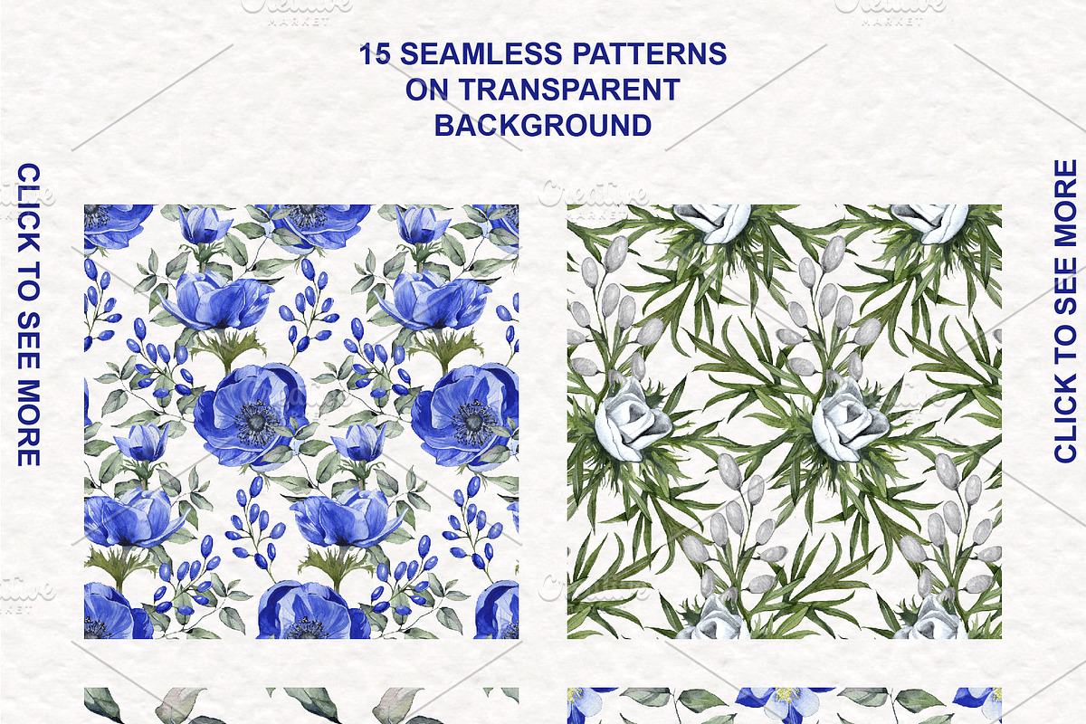 In Blue Anemone Design Set, a Decorative Illustration by Simple Design (Photo 3 of 8)