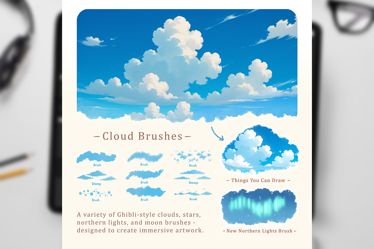 Warm Ghibli Style Procreate Brushes, a Brush Add-On by Disyukov (Photo 3 of 6)