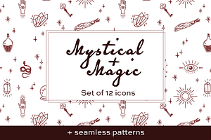 Mystical + Magic Icon Set + Patterns