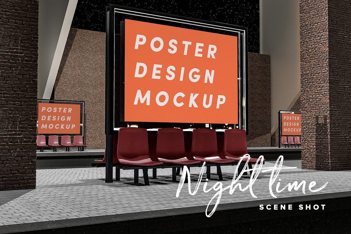 Poster Design Mockup (Bus Stop), a Print Template by illustrated (Photo 12 of 14)