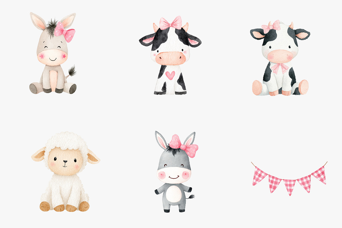 Watecolor Cute fram clipart, an Illustration by CreationArt (Photo 3 of 6)