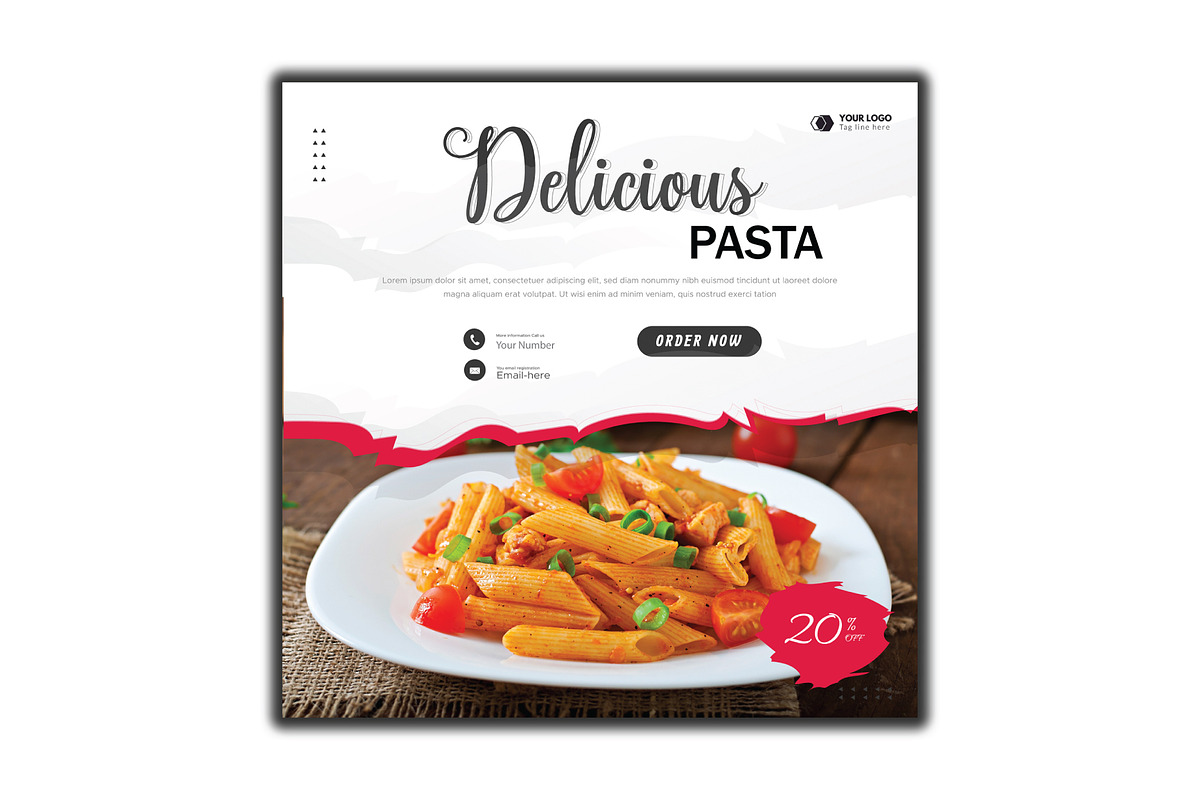 Pasta Flyer Design Template, a Flyer Template by YUDesignStore (Photo 1 of 6)