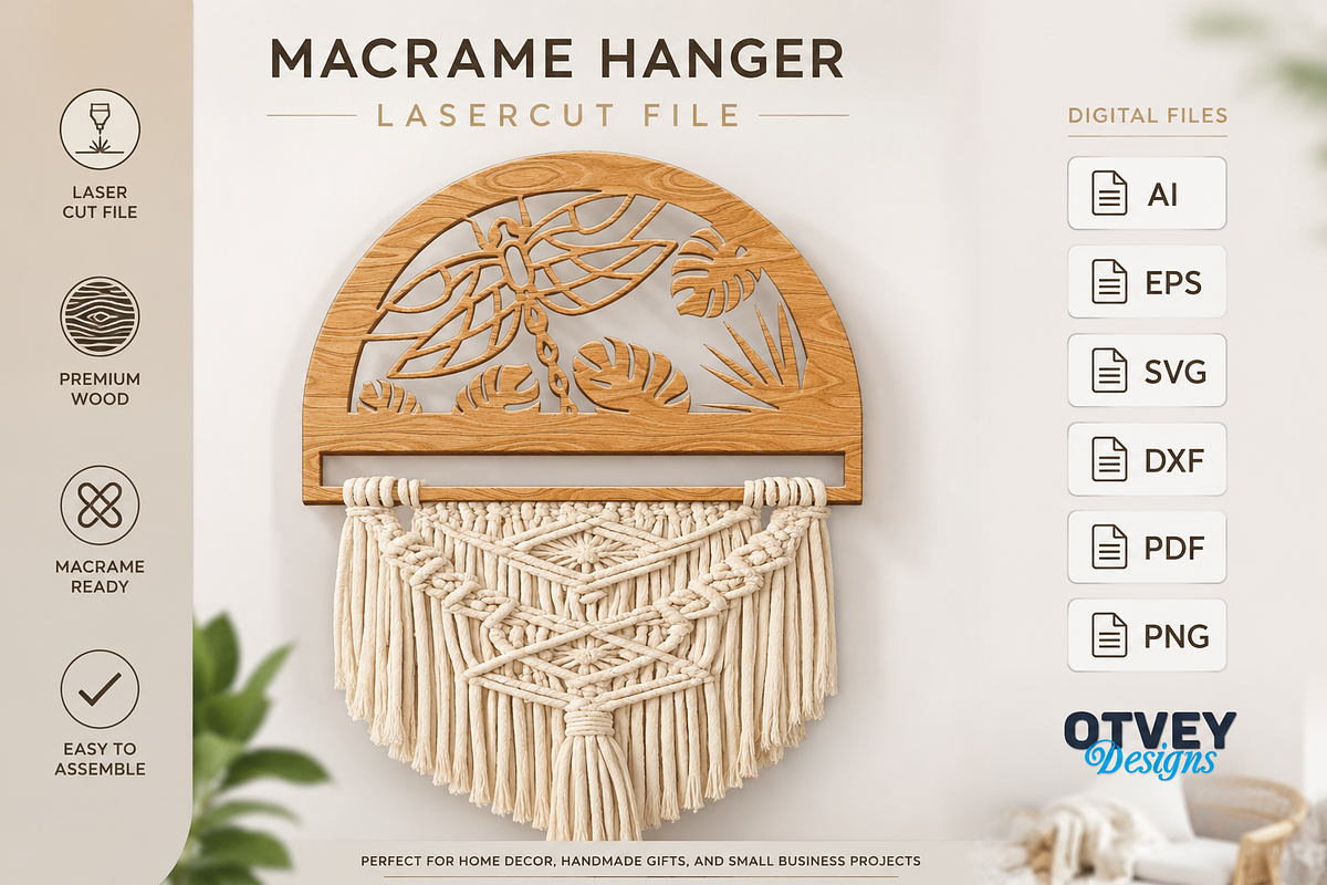 Dragonfly Macrame Hanger Lasercut, an Object Graphic by OTVEY DESIGN (Photo 2 of 13)