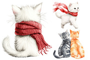 Whimsical Back View Cats Clipart, a Seasonal Illustration by CitraGraphics (Thumbnail 4 of 6)