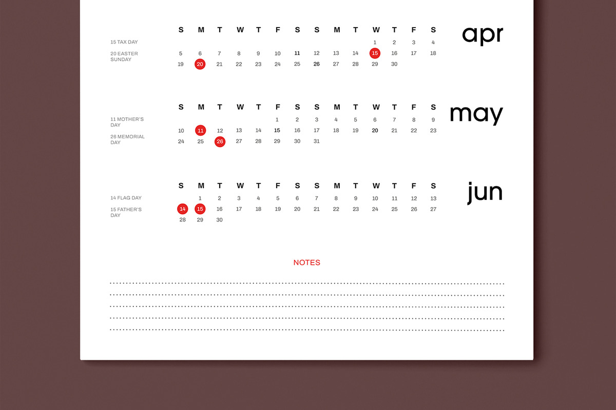 2026 Minimal Wall Calendar Template, a Stationery Template by MightyDesign (Photo 3 of 8)