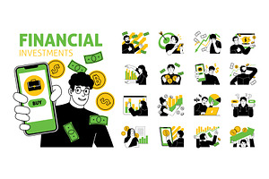 Stock trading. Financial investments, a Finance Illustration by YummyBuum
