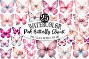 Pink Butterfly Clipart, an Illustration by Designking (Thumbnail 1 of 5)