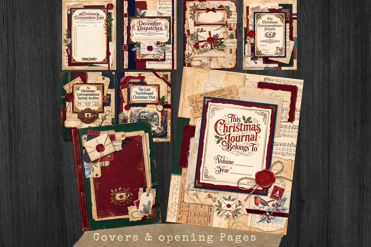 Christmas Correspondence journal kit, a Seasonal Illustration by ThatsDesignArt (Photo 7 of 20)