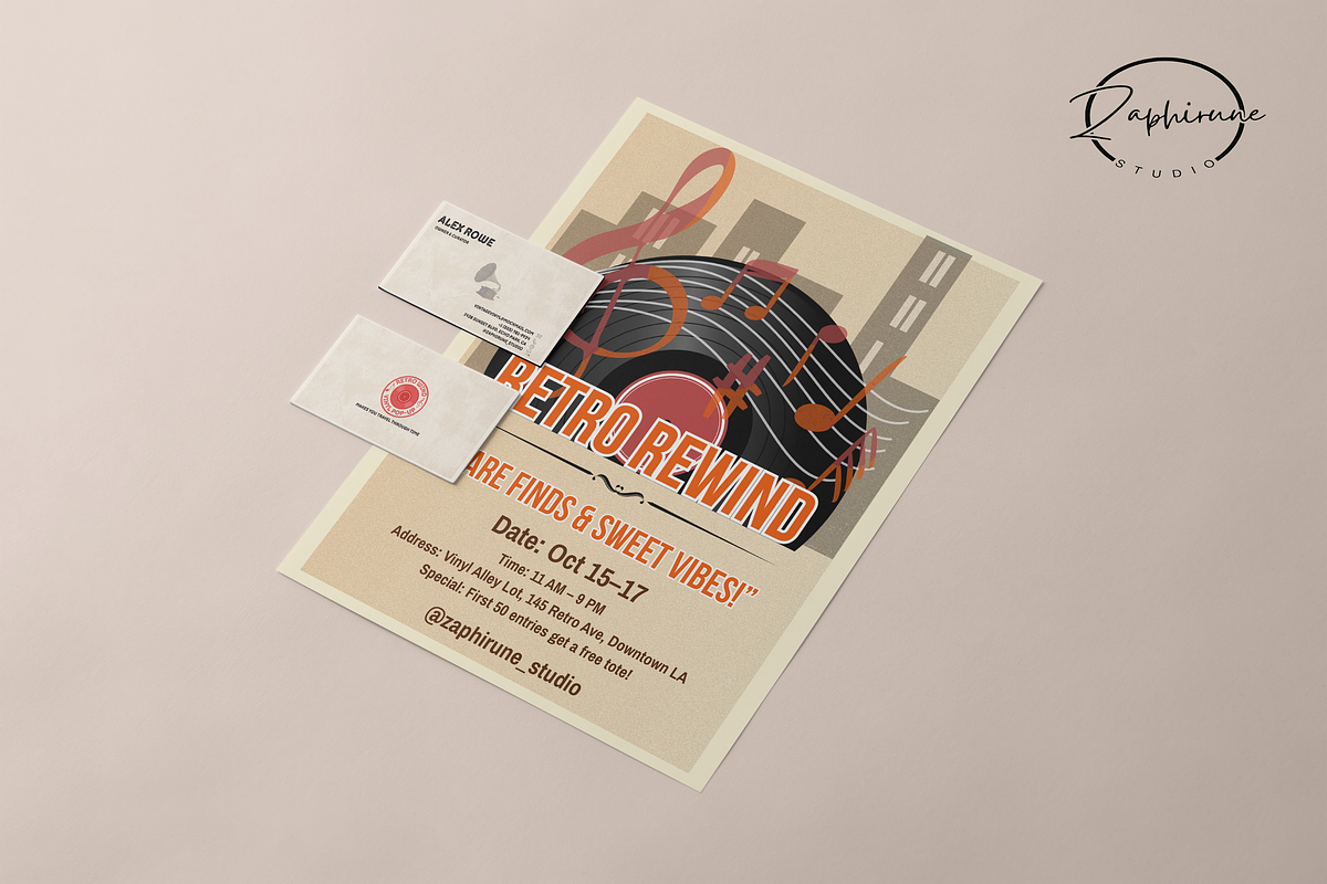 Vintage Vinyl Branding Bundle, a Brochure Template by Zaphirune_Studio (Photo 1 of 6)