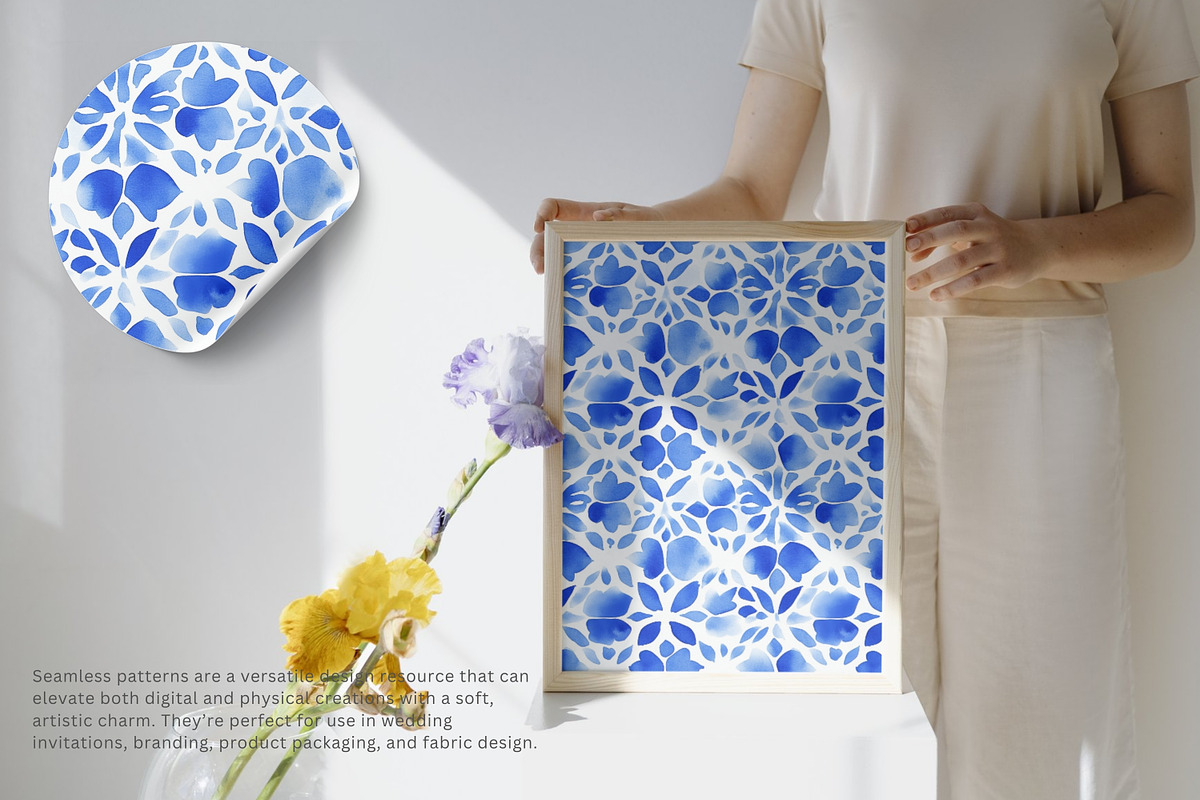 blue tile seamless pattern, a Pattern Graphic by Pink Studio Art (Photo 3 of 5)