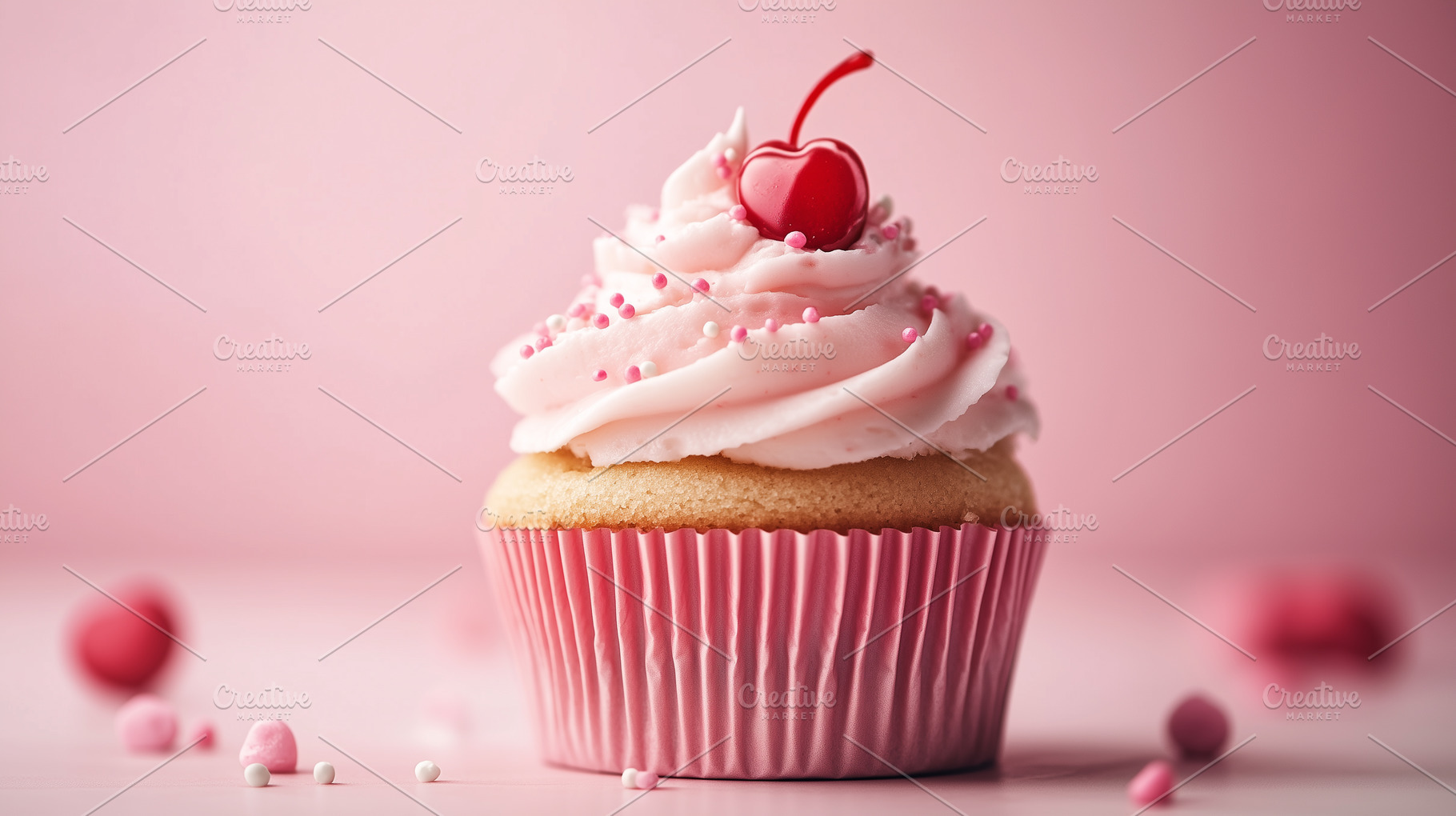 Delicious vanilla cupcake with pink, a Food & Drink Photo by MistyDay