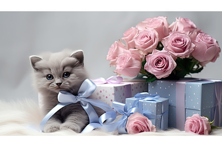 bouquet of delicate pink roses with, an Animal Photo by Neirfy