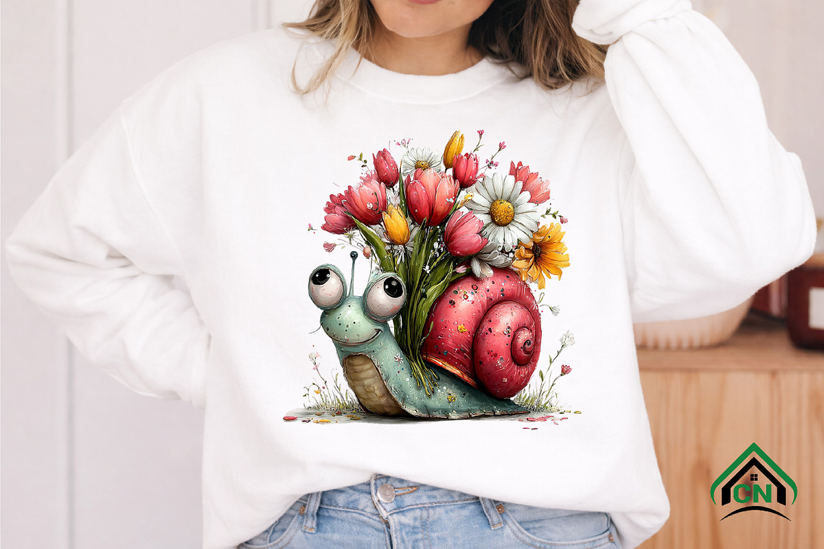 Whimsical Spring Snail Clipart, an Illustration by Craft Nest (Photo 9 of 12)
