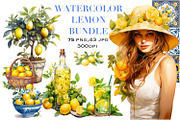 Watercolour lemon bundle, a Food Illustration by AkvarelRiver (Thumbnail 1 of 10)