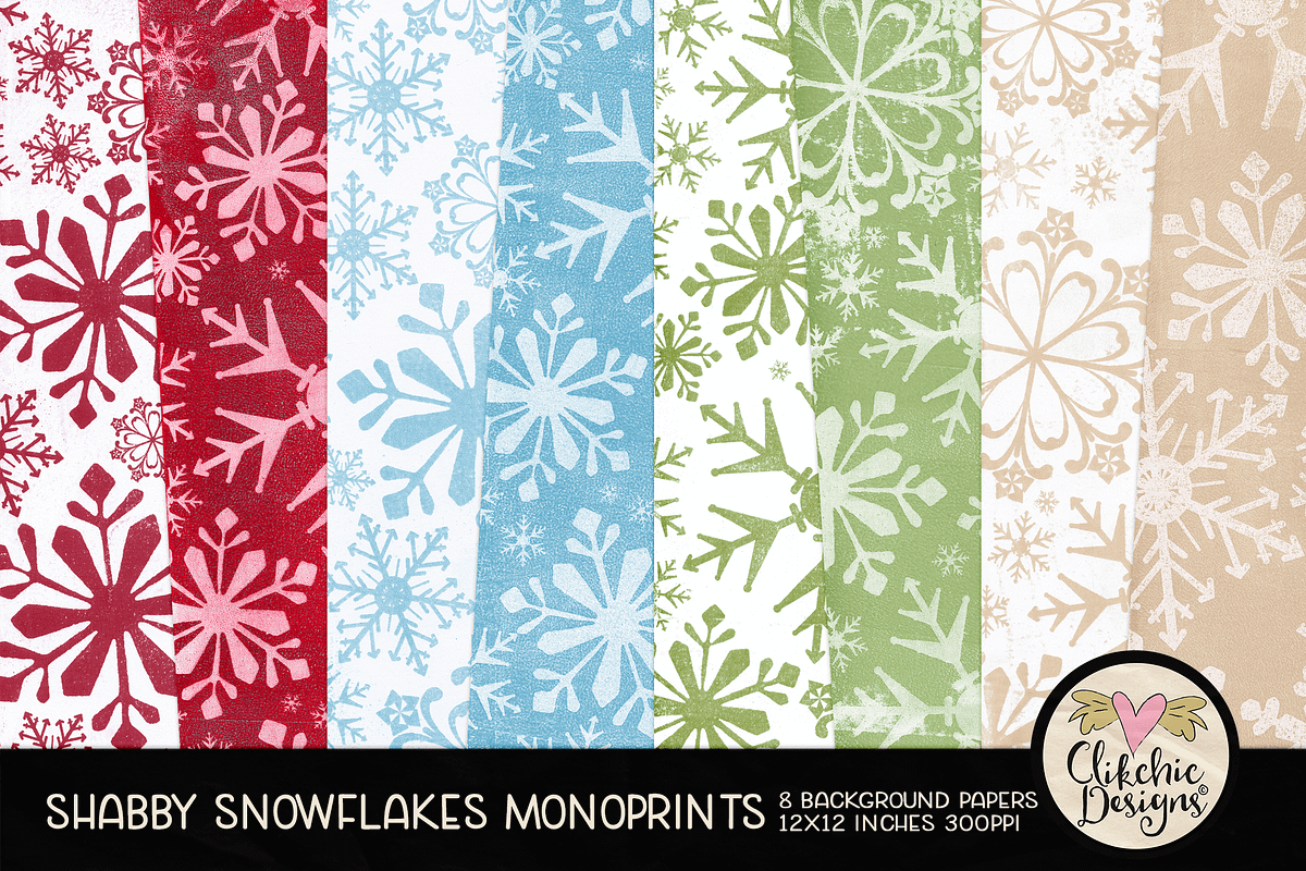Shabby Snowflake Christmas Papers, a Texture Graphic by Clikchic Designs (Photo 1 of 6)