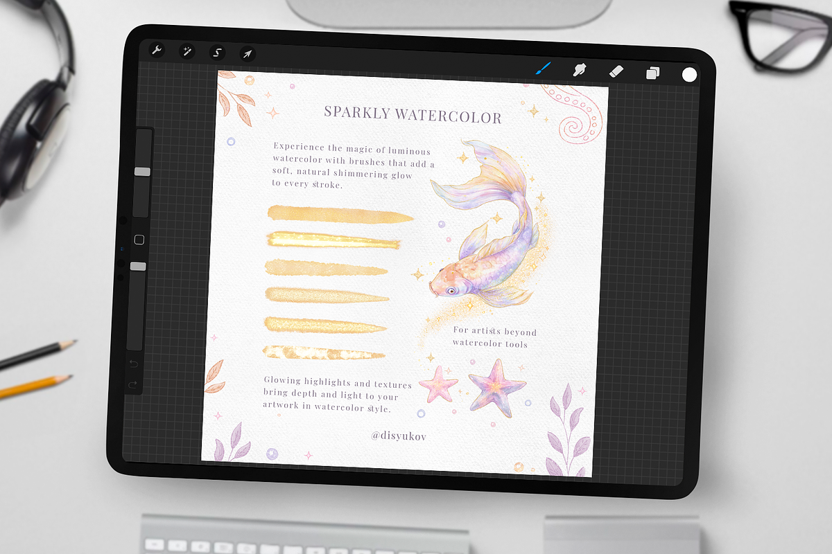 Sparkly Watercolor Procreate Brushes, a Brush Add-On by Disyukov (Photo 3 of 6)