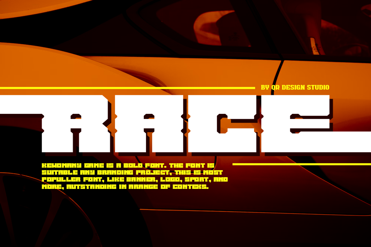 Kewomany Game Automotive Biker Font, a Slab Serif Font by QR Design Studio (Photo 3 of 8)
