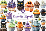 Watercolour Halloween Cupcake PNG, an Illustration by SinaCreation (Thumbnail 1 of 5)
