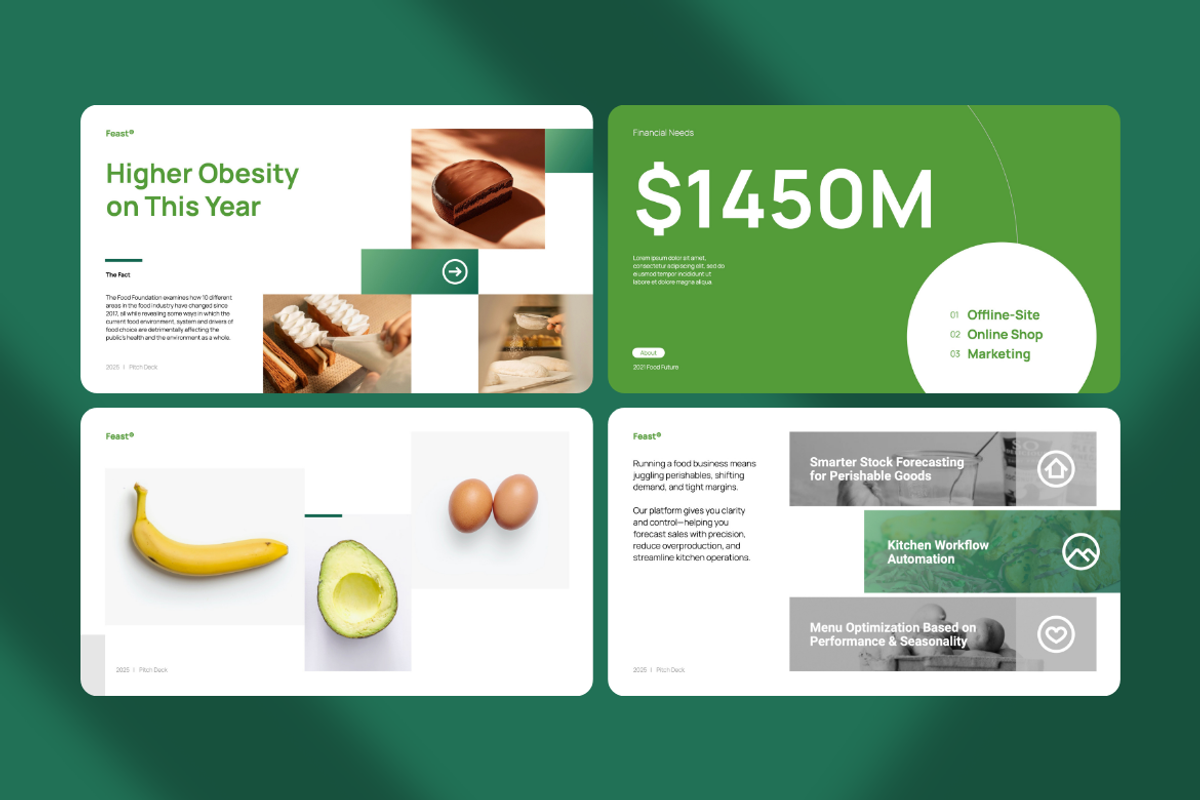Feast Startup Pitch Deck PPT Canva, a Presentation Template by Unich Design Bureau (Photo 4 of 11)