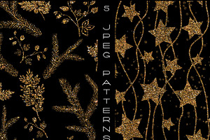 Glitter Christmas Papers, PNG Set