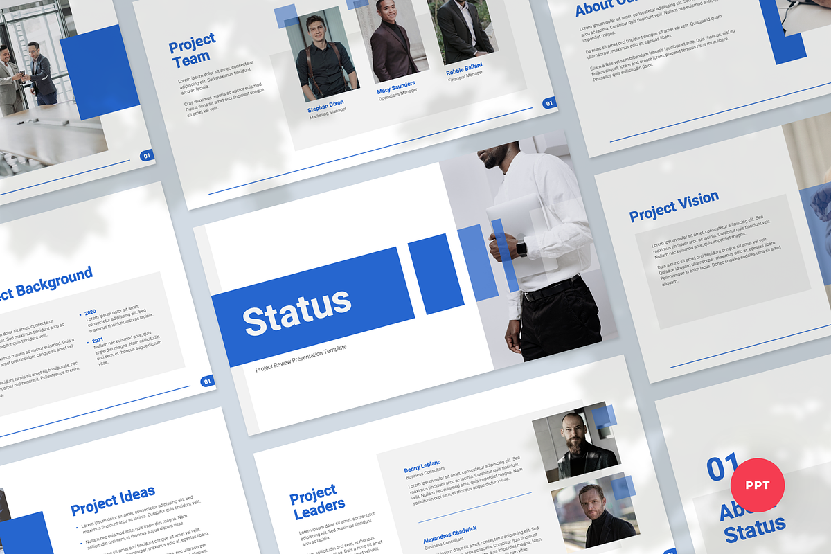 Project Review PowerPoint Template, a Presentation Template by Flat Icons