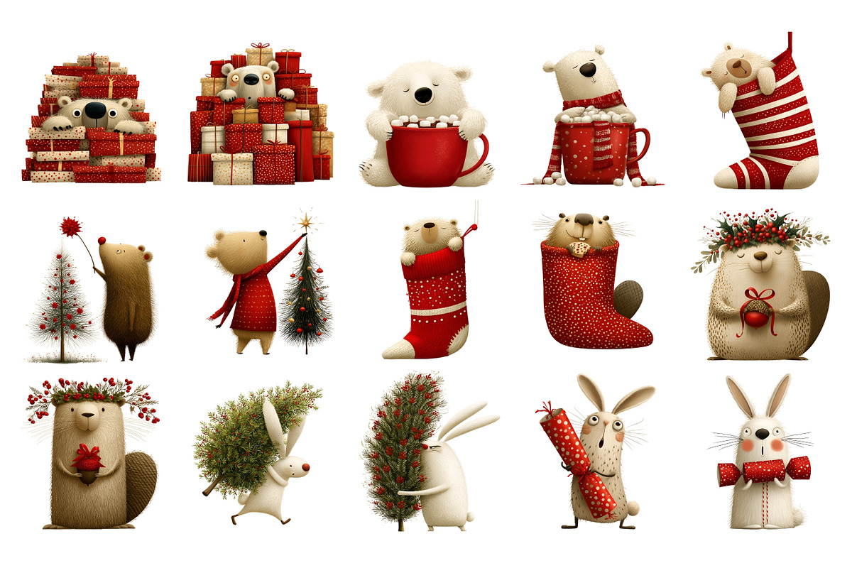 Christmas Woodland PNG Clipart, a Seasonal Illustration by Nicolle's Colorful Art (Photo 2 of 5)