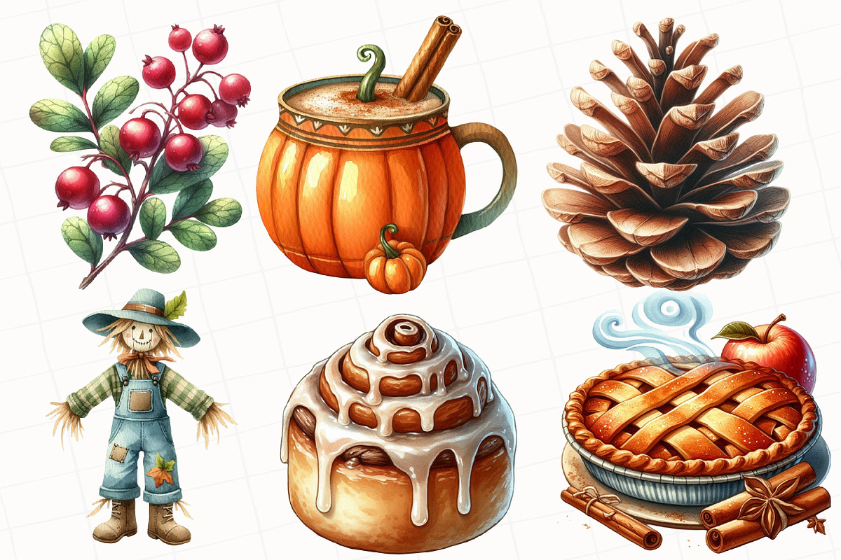 Watercolor Fall Sublimation Clipart, an Illustration by OK Design (Photo 3 of 5)