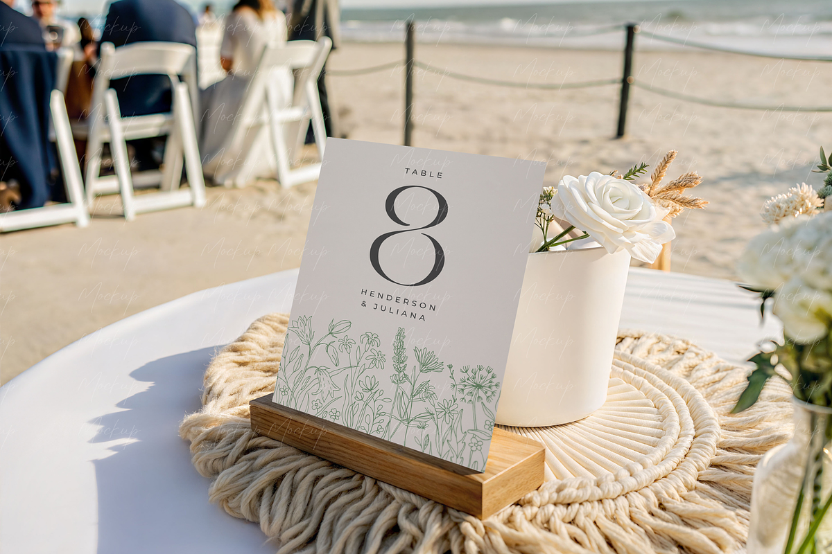 Beach Wedding Table Card Mockup Sign, a Product Mockup by TatiMockup (Photo 3 of 5)