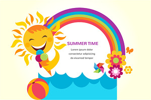 Summer time 3 backgrounds & cards